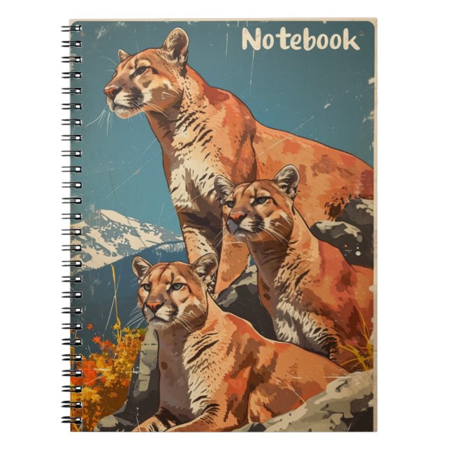 Cougars Mountain lion vintage Notebook (Front)
