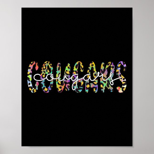 Cougars School Sports Fan Team Spirit Mascot Gift  Poster (Front)