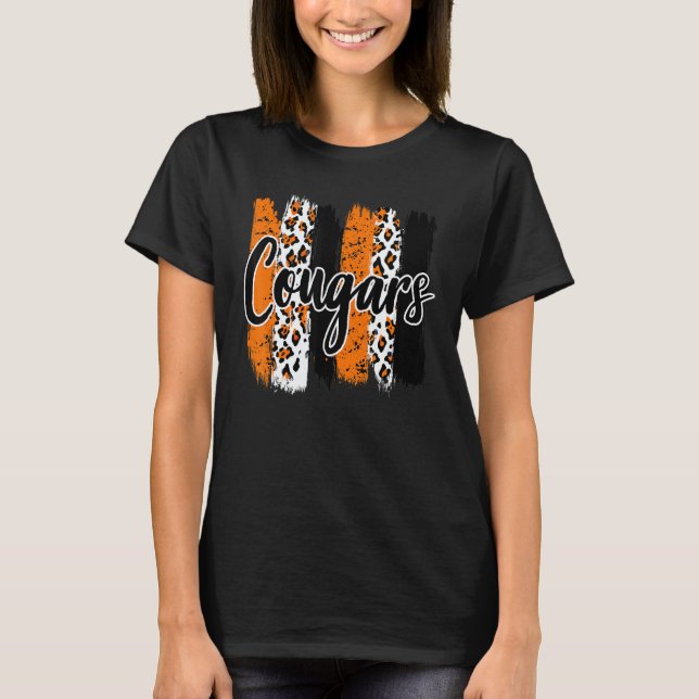 Cougars School Sports Fan Team Spirit Mascot T-Shirt (Front)