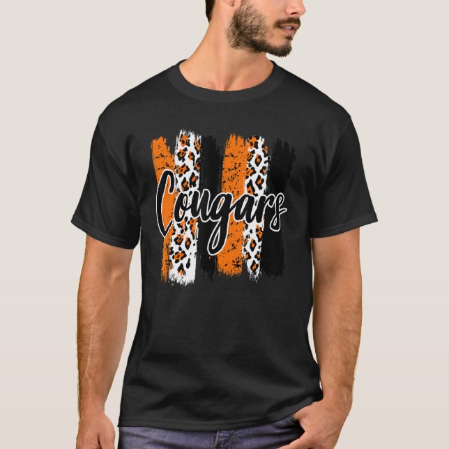 Cougars School Sports Fan Team Spirit Mascot T-Shirt (Front)