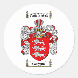 COUGHLIN FAMILY CREST -  COUGHLIN COAT OF ARMS CLASSIC ROUND STICKER