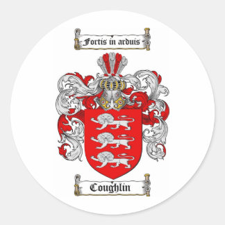 COUGHLIN FAMILY CREST -  COUGHLIN COAT OF ARMS CLASSIC ROUND STICKER