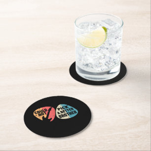 Could Not Pick A Better Brother Guitar T-shirt Round Paper Coaster