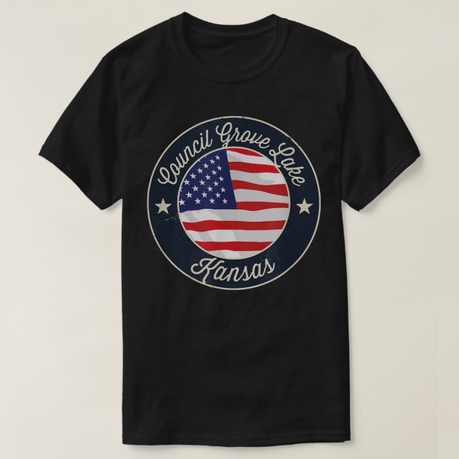 Council Grove Lake - Patriotic Kansas Souvenir T-S T-Shirt (Design Front)