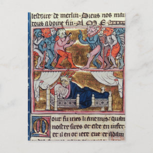 Council of Demons, from 'l'Histoire de Merlin' Postcard