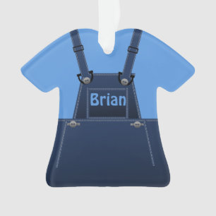 Counrty Folk Cute Blue Overalls Custom O Ornament