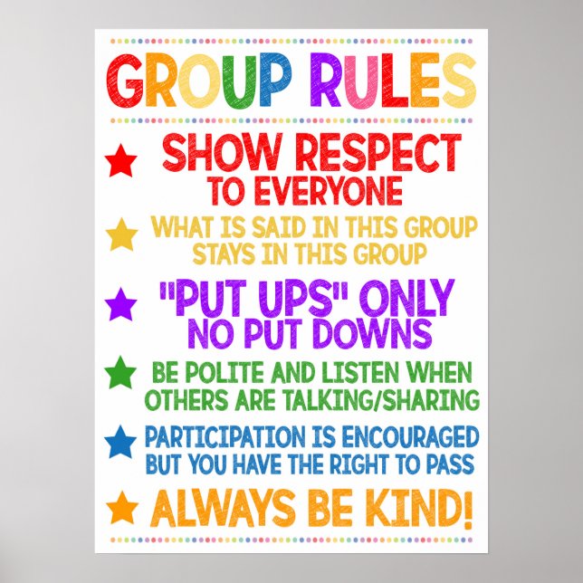 Counseling Group Rules Poster (Front)