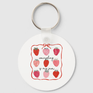 Counseling Is My Jam Strawberry Counsellor Mental  Key Ring