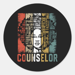 Counsellor Afro African American Women Black Histo Classic Round Sticker