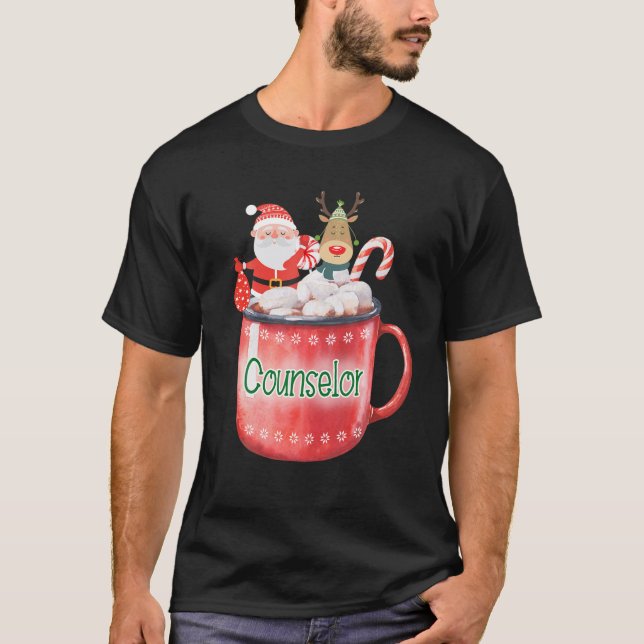 Counsellor Christmas Santa Claus Candy Cane Rudolp T-Shirt (Front)