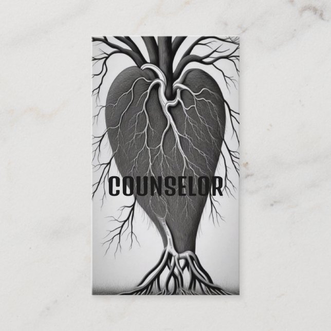 Counsellor Heart Tree with Roots Business Card (Front)