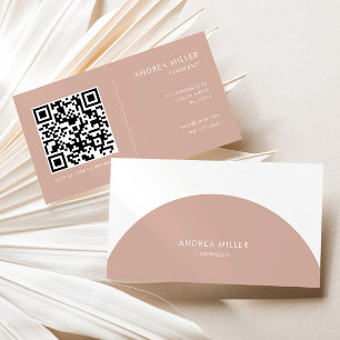 Counsellor Minimalist Blush and White Arch Qr Code Business Card
