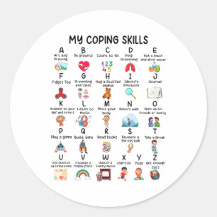 Counsellor My Coping Skills Alphabet Mental Health Classic Round Sticker