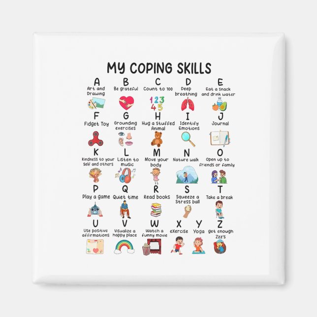 Counsellor My Coping Skills Alphabet Mental Health Magnet (Front)