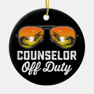 Counsellor Off Duty Sunglasses Last Day Of School Ceramic Tree Decoration