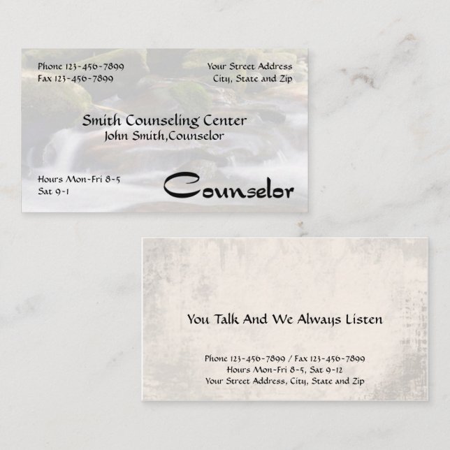 Counsellor Psychologist Mental Health Business Car Business Card (Front/Back)
