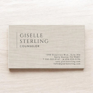 Counsellor Psychologist Natural Linen Business Card