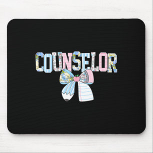 Counsellor teacher coquette bow back to school mouse mat