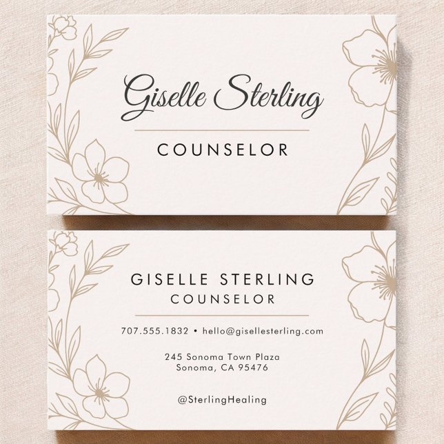 Counselor Botanical Flowers Business Card (Creator Uploaded)