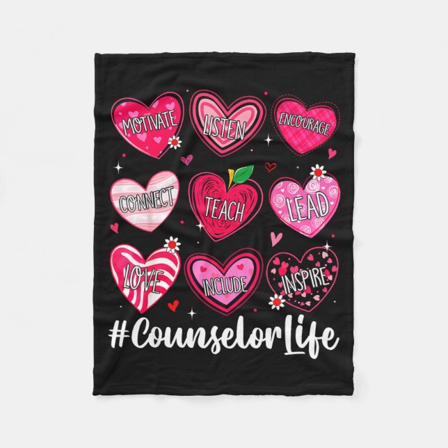 Counselor Life School Counseling Hearts School Val Fleece Blanket (Front)