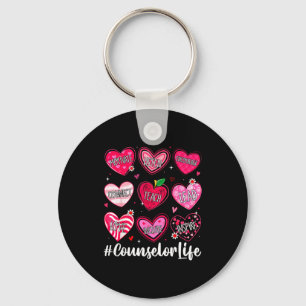 Counselor Life School Counseling Hearts School Val Key Ring
