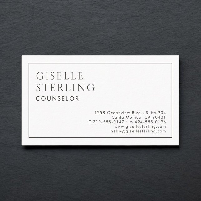Counselor Luxury Minimalist Black White Business Card (Creator Uploaded)