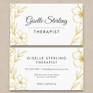 Counselor Wellness Floral Minimalist Elegant Business Card