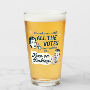 Count all the Votes Glass Retro Funny