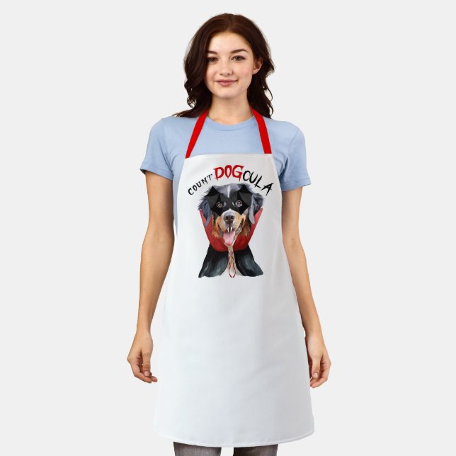 Count DOGcula Bernese Mountain Dog Funny Halloween Apron (Worn)