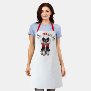 Count DOGcula Bichon Frise Dog Funny Halloween Apron