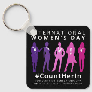 Count Her In International Women's Day Key Ring