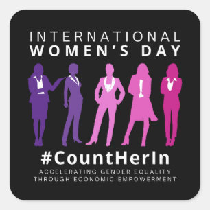 Count Her In International Women's Day Square Sticker
