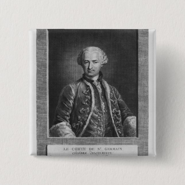Count of St. Germain, famous alchemist, 1783 15 Cm Square Badge (Front)