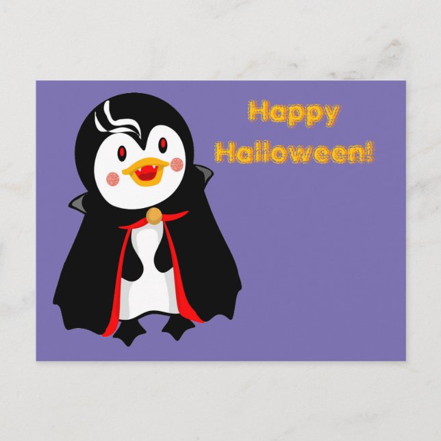 Count Pengula Happy Halloween Holiday Postcard (Front)