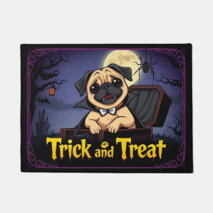 Count Pug Trick And Treat Doormat