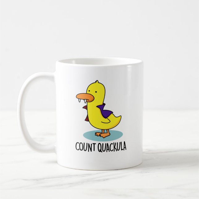 Count Quackula Funny Duck Pun Coffee Mug (Left)