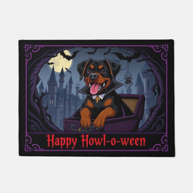 Count Rottweiler Happy Howl-o-ween Doormat (Front)