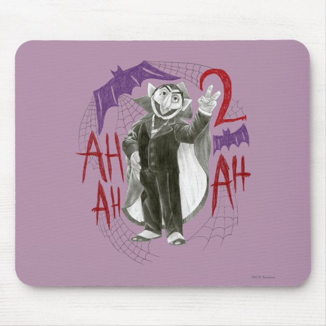 Count von Count B&W Sketch Drawing Mouse Mat (Front)