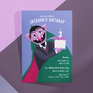 Count von Count Number Cake Birthday Party Invitation