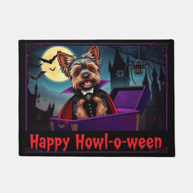 Count Yorkie Happy Howl-o-ween Doormat (Front)