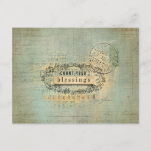 Count Your Blessing Collage Wordart Postcard