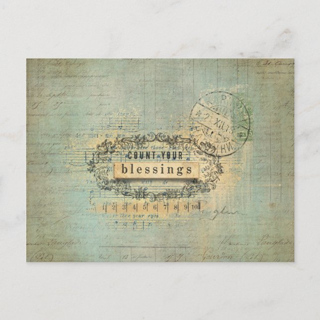 Count Your Blessing Collage Wordart Postcard (Front)