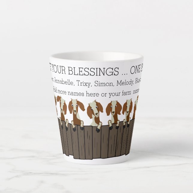 Count Your Blessings Boer Goats Latte Mug (Front)
