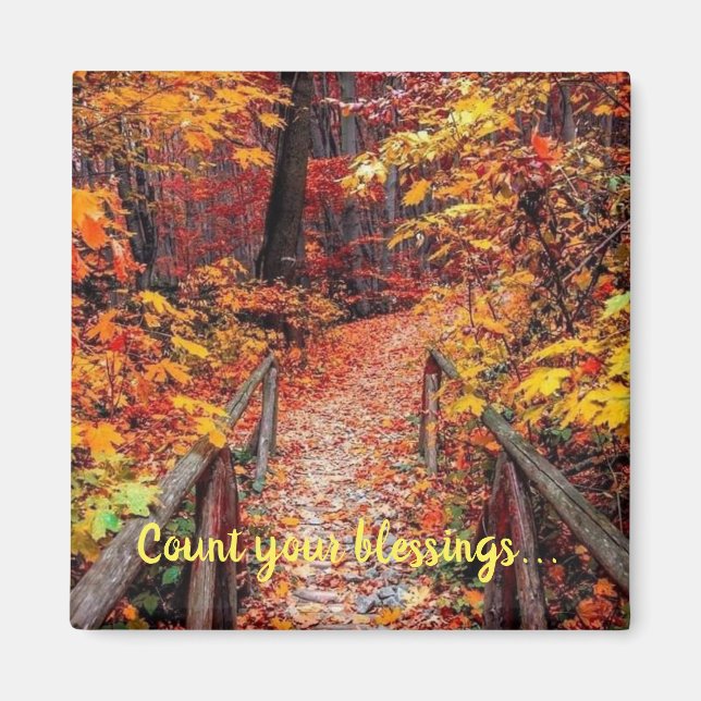 Count your blessings colourful foliage magnet (Front)