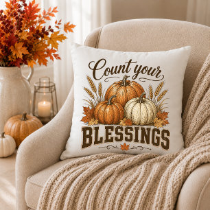 Count Your Blessings Fall Home Decor Cushion