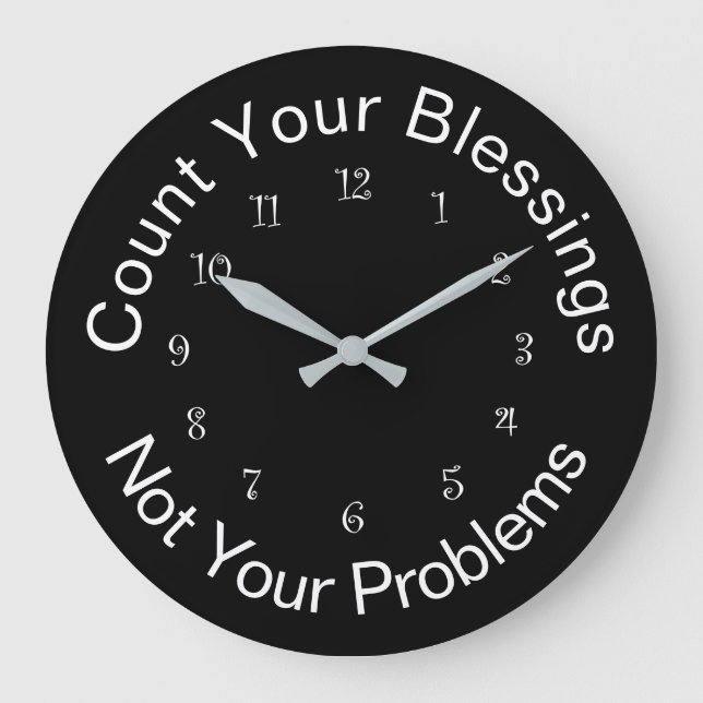 Count Your Blessings Inspirational Faith Large Clock (Front)