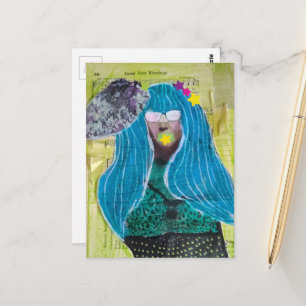Count Your Blessings Mixed Media Collage Postcard