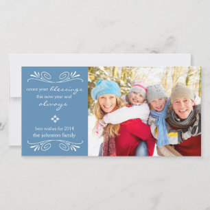 Count Your Blessings New Year Photo Card / Blue