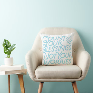Count Your Blessings Positive Quote Typography Cushion
