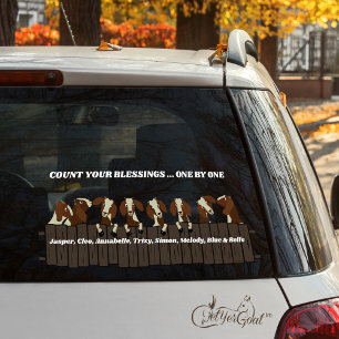 Count Your Blessings Rustic 8 Goats on Fence Window Cling